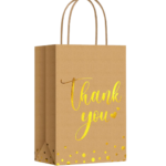 10.5"H x 8.25"L x 4"W - Medium Kraft With Gold Print Gift Bags