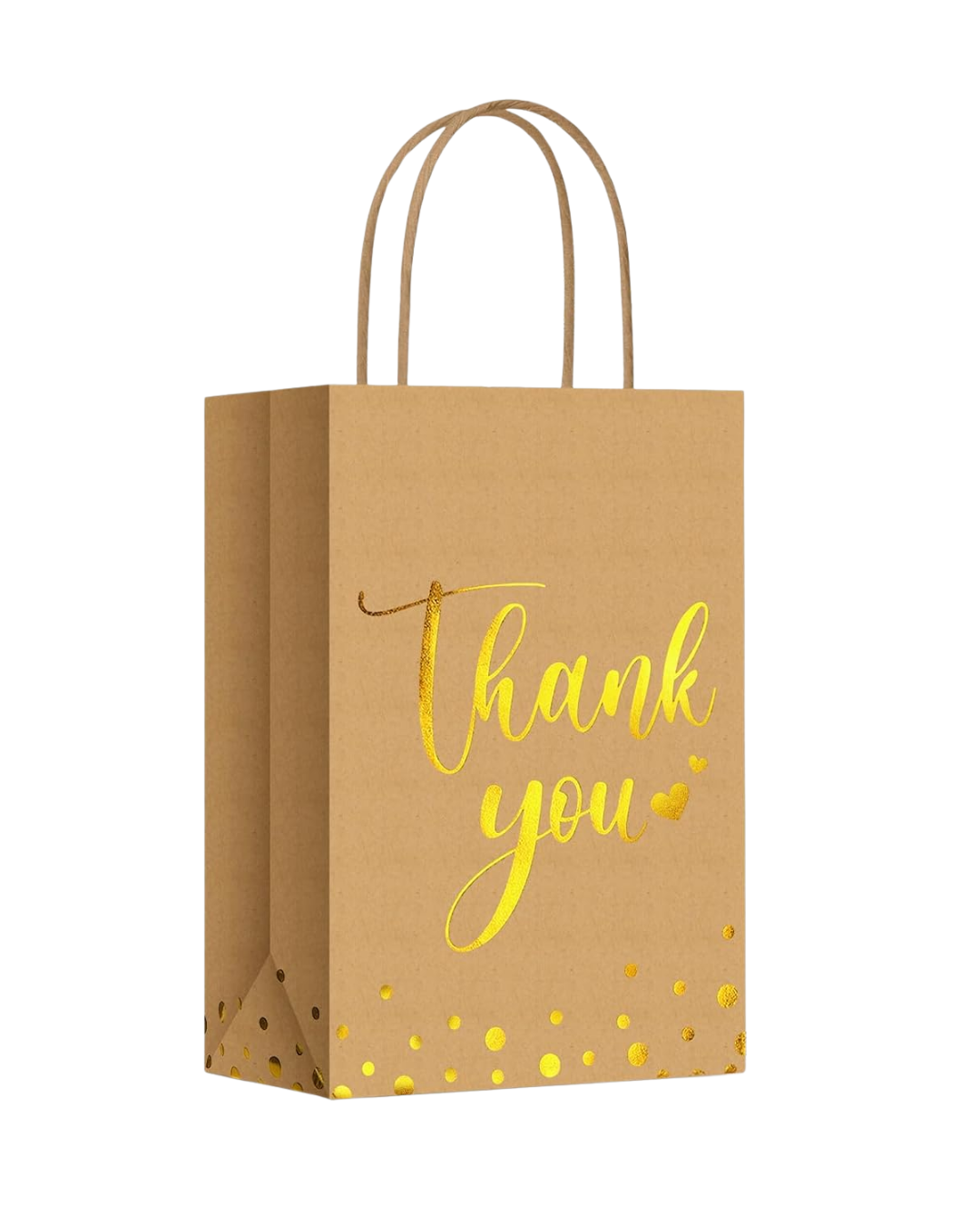 Untitled design (9) 10.5"H x 8.25"L x 4"W - Medium Kraft With Gold Print Gift Bags - Image 1