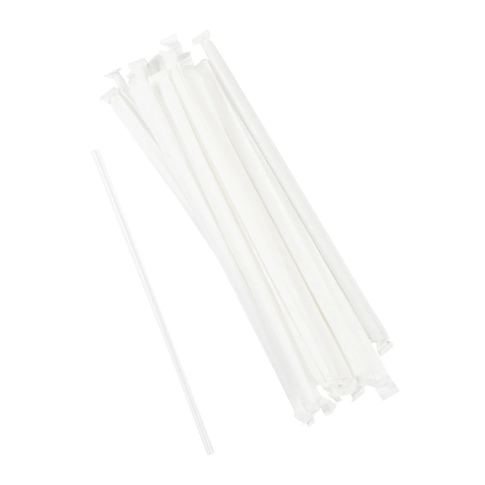 5381 250ct - 10.25''x6mm Straight Wrapped Clear Drinking Straws/40pks per case - Image 1