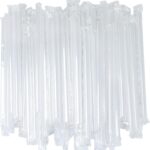 100pcs - 10" Red/Clear Boba Straws Wrapped/ 24pks per case