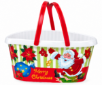 Christmas Printed Plastic Bucket With Handle - 6"x5"x4" - Image 2