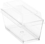 10pc - 4oz Rectangular Mini Clear Acrylic Dessert Container with Dome Lid
