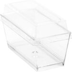 10pc - 4oz Rectangular Mini Clear Acrylic Dessert Container with Dome Lid