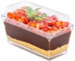 10pc - 4oz Rectangular Mini Clear Acrylic Dessert Container with Dome Lid - Image 2