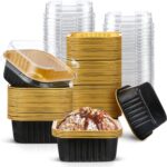 20pc- 7oz Square Baking Pan with Lid (Black & Gold)