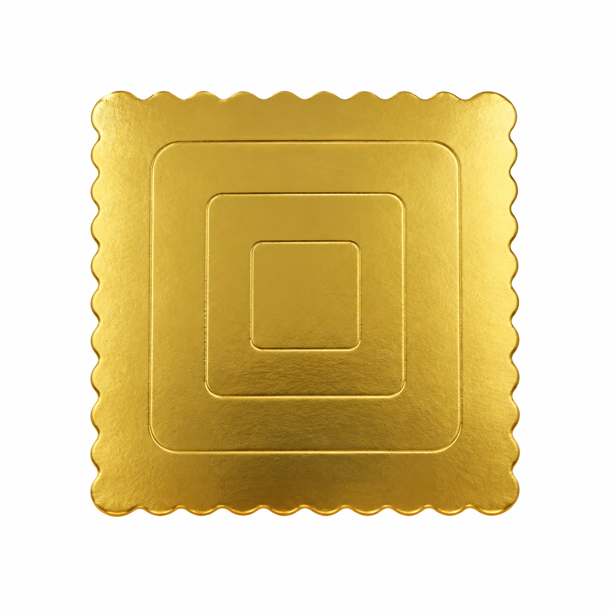 5 8" Gold Scallop Edge Square Cake Board - Image 1