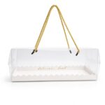 10.5''(L)x4''(W)X3.75''(H) - PVC Rectangular Cake Box With Gold Rope Handle