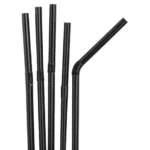 250ct - 7.75''x6mm Flexible Black Plastic Individually Wrapped Straws/40pks per case